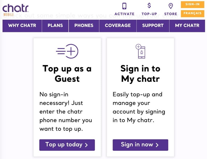 Chatr mobile top up guest